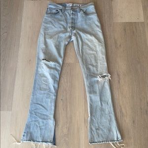 Re/done Levi’s split flare light wash denim sz 25